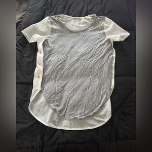 Zara White Asymmetrical Buttoned T-Shirt Blouse